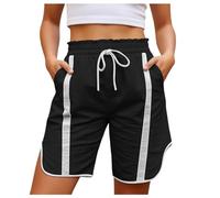 Shorts Femme Style Y2K, Shorts Baggie à Taille Élastique avec Lien, Bandes Contrastées, Ample et Respirant, pour Sport, Été et Sorties