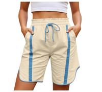 Shorts Femme Style Y2K, Shorts Baggie à Taille Élastique avec Lien, Bandes Contrastées, Ample et Respirant, pour Sport, Été et Sorties