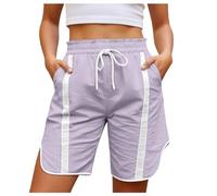 Shorts Femme Style Y2K, Shorts Baggie à Taille Élastique avec Lien, Bandes Contrastées, Ample et Respirant, pour Sport, Été et Sorties