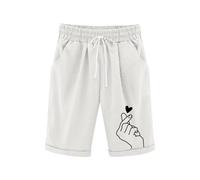 Shorts Fille 5 Ans Short pour Femme Taille élastique décontracté Couleur Unie Confortable léger avec Poches Ensembles De Pyjama Fille (White 12-13 Years)