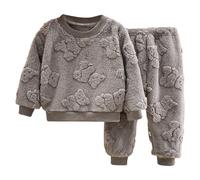 Shorts Fille 8 Ans bébé et Polaire pour Enfants Vêtements d intérieur en Jacquard garçons Ensemble Deux pièces Chaud Pelucheux Filles Jogging Hiver(Grey,6-7 Years)