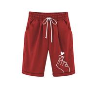 Shorts Fille 8 Ans Short pour Femme Taille élastique décontracté Couleur Unie Confortable léger avec Poches Ensembles De Pyjama Fille (Red 12-13 Years)