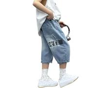 Shorts Garçon Baggy Jeans Longueur Genou Sport Solide Printemps té Short Confortable et léger Cool Garçons Ado Garcon 4-14 Ans