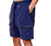 Shorts Homme - Short Cargo Décontracté avec Poches Zippées Idéal pour L'Été Le Sport La Marche en Extérieur Et Le Confort Grâce À Sa Taille Élastique (Navy M)