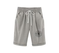 Shorts Jean Fille Short pour Femme Taille élastique décontracté Couleur Unie Confortable léger avec Poches Ensembles De Pyjama Fille (Grey 9-10 Years)