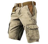 Shorts Militaire Styles Vêtements de Sport pour Homme Travail Ceinture Cargo Amples avec Multi-Poches Short Jogging Extérieur 03-Kaki XXL