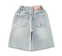 Shorts pour Enfants Filles Jeans Courts Bermuda décontracté Doux et Confortable avec Poches Beach Board Short de Sport Court