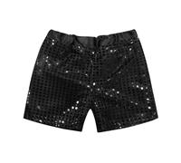 Shorts pour Fille Paillettes Jazz Disco Danse Hip-hop De Détente Coupe Jambes Larges Léger Et Ample Shorts Confortable Sweatpants Jambe Large Vêtements De Danse (Black, 7-8 Years)