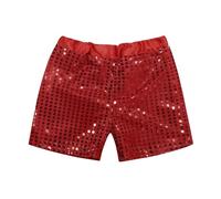 Shorts pour Fille Paillettes Jazz Disco Danse Hip-hop De Détente Coupe Jambes Larges Léger Et Ample Shorts Confortable Sweatpants Jambe Large Vêtements De Danse (Red, 5-6 Years)