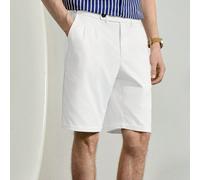 Shorts tissés blancs unicolore pour hommes, basiques, avec poches, fermeture éclair, boutons, pour l'été, pantalon court, léger, respirant, frais, décontracté, confortable, pour un usage quotidien, ca