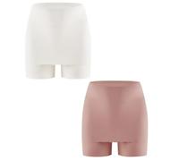 Shorty Double Épaisseur à Entrejambe Renforcé, Anti-transparence Culotte Invisible Sans Coutures pour Femmes Anti-transparence et Gainante 2 Pièces(C,L)