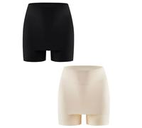 Shorty Double Épaisseur à Entrejambe Renforcé, Anti-transparence Culotte Invisible Sans Coutures pour Femmes Anti-transparence et Gainante 2 Pièces(B,3XL)
