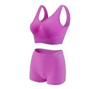 shorty femme coton Soutien-gorge de sport pour femmes, gilet de Yoga, de course, de Fitness, sans jantes, ensemble de soutien-gorge de sport respirant de grande taille feel natural culotte (Purple, L)