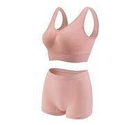 Shorty Femme Coton Soutien-Gorge de Sport pour Femmes, Gilet de Yoga, de Course, de Fitness, sans Jantes, Ensemble de Soutien-Gorge de Sport Respirant de Grande Taille Feel Natural Culotte (Pink, M)