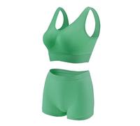 Shorty Femme Coton Soutien-Gorge de Sport pour Femmes, Gilet de Yoga, de Course, de Fitness, sans Jantes, Ensemble de Soutien-Gorge de Sport Respirant de Grande Taille Feel Natural (Green, XXXXL)