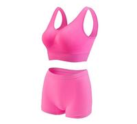 Shorty Femme Coton Soutien-Gorge de Sport pour Femmes, Gilet de Yoga, de Course, de Fitness, sans Jantes, Ensemble de Soutien-Gorge de Sport Respirant de Grande Taille Feel Natural (Hot Pink, XXXXL)
