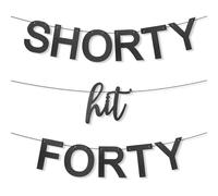 Shorty Hit Forty Bannière D'anniversaire, Pré-Enfilée avec Paillettes Noires Décorations Drôles pour Fête Femmes Hommes