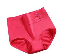 Shorty sous Robe Femme sous Vetements FéMinins Femmes Couleur Unie Taille Haute Ventre Motif en Grande Taille Ample Confortable Coton matériel Orlivia Culotte Italienne Short Femme Taille (Red, XL)