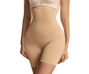 Shorty taille haute sans couture en arête de poisson grande taille pour le sport, contrôle du ventre, pantalon gainant pour femme, grandes hanches larges, hanches larges, chair, S
