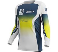 Shot Aerolite Husqvarna Limited Edition 2025 Maillot de motocross, bleu/blanc/jaune, Taille M