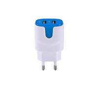 Shot Case - Adaptateur Secteur Couleur USB pour IPHONE 5/5S Smartphone Tablette Double Prise Murale 2 Ports Courant AC Chargeur Blanc (5V-2A (Couleur Bleu)