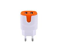 Shot Case - Adaptateur Secteur Couleur USB pour IPHONE 5/5S Smartphone Tablette Double Prise Murale 2 Ports Courant AC Chargeur Blanc (5V-2A (Couleur Orange)