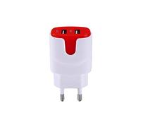 Shot Case - Adaptateur Secteur Couleur USB pour IPHONE 6/6S Smartphone Tablette Double Prise Murale 2 Ports Courant AC Chargeur Blanc (5V-2A (Couleur Rouge)