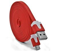 Shot Case - Cable Noodle 3m Micro USB pour Manette Playstation 4 PS4 3 Metres Chargeur USB Smartphone Connecteur (Couleur Rouge)