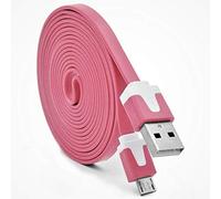Shot Case - Cable Noodle 3m Micro USB pour Manette Xbox One 3 Metres Chargeur USB Smartphone Connecteur (Couleur Rose)
