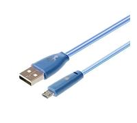 Shot Case Cable Smiley Micro USB pour JBL Flip 3 LED Lumiere Android Chargeur USB Smartphone Connecteur (Bleu)