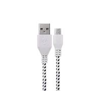 Shot Case - Cable Tresse 1m pour Smartphone Android Chargeur Connecteur Micro-USB Tissu Tisse Lacet Fil Nylon Universel (Couleur Blanc)