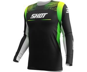 Shot Contact Apex Maillot de motocross, Noir/Jaune/Vert, Taille L