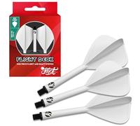 Shot! Darts Flight Deck Jeu de 3 ailettes de fléchettes en une seule pièce et système de tige réduites en forme de cerf-volant Blanc 350 microns