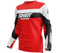 Shot Devo League Maillot de motocross, noir-blanc-rouge, taille XL pour homme