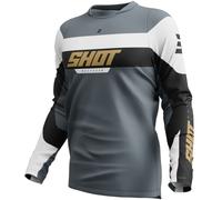 Shot Devo League Maillot de motocross, noir-gris-blanc, taille L pour homme
