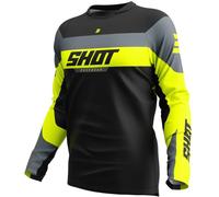 Shot Devo League Maillot de motocross, noir/gris/jaune, Taille XS