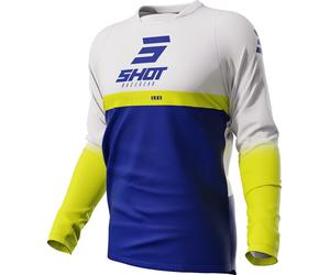 Shot Devo Reflex Maillot de motocross, bleu/blanc/jaune, Taille L