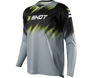 Shot Devo Versus Maillot de motocross, noir-gris-jaune, taille S pour homme