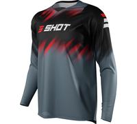 Shot Devo Versus Maillot de motocross, Noir/Gris/Rouge, Taille S