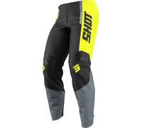 Shot Draw League Pantalons de motocross pour enfants, noir-gris-jaune, taille 11 - 12 12 - 14 12/14 12 ans 13 ans pour des gamins