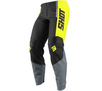 Shot Draw League Pantalons de motocross pour enfants, noir-gris-jaune, taille 10/11 pour des gamins