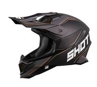 SHOT RACE GEAR Casque Motocross Lite Black Gold Matt - Ultra Léger 1100g - Coque Tri-Composite - Ventilation Optimisée - Intérieur Lavable Morpho-Conforming - Fermeture Double D