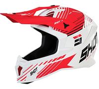 SHOT RACE GEAR Casque Motocross Lite White Red Glossy - Ultra Léger 1100g - Coque Tri-Composite - Ventilation Optimisée - Intérieur Lavable Morpho-Conforming - Fermeture Double D