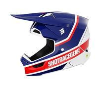 SHOT RACE GEAR Casque Motocross Race Mythic Blue Red Glossy - Casque Cross Ultra Léger 1300 g - Ventilation 17 Flux d’Air - Intérieur Démontable Lavable - Fermeture Double D - Compatible Lunettes