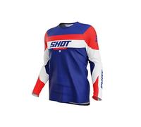 Shot Draw League Maillot de motocross enfant, blanc-rouge-bleu, taille 12 - 14 13 - 14 12/14 12 ans 13 ans pour des gamins