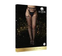 SHOTS DCH006BLKOSX Le Désir Celebrate Pantyhose à Jarretelles - Lingerie pour Femme - 92% Nylon et 8% Spandex - Taille Reine - Noir