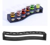 Shots Groups Propre, 6 Trous 1oz / 30 ML en Bois à vin en Bois Rack de Verre Tasse de Servage Tasse d'organisateur Organisateur Shots Verre Affichage pour Le Restaurant Bar (Forme de s)