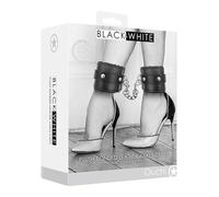 Shots Ouch! Black & White - Plush Bonded Leather Ankle Cuffs With Adjustable Straps