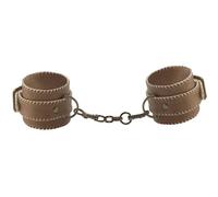 Shots Ouch! Brown - Leather Hand Cuffs - Brown