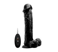 Shots Realrock - 11" Vibrating Realistic Cock With Scrotum - Black